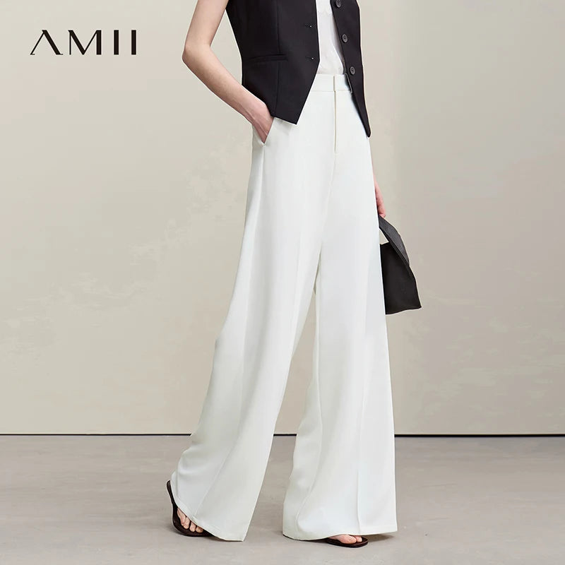 ខោ Amii សម្រាប់នារី រដូវក្ដៅ ឆ្នាំ២០២៦ ខោជើងវែងរលុង ធម្មតា ក្រណាត់ទន់សម្រាប់ការិយាល័យ ធ្វើដំណើរ សម្លៀកបំពាក់វែងឆើតឆាយសម្រាប់នារី 12621076