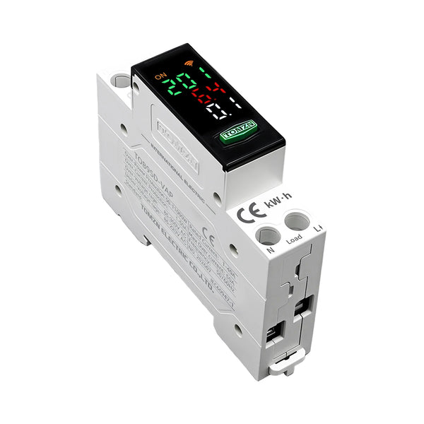 TOMZN WiFi Circuit Breaker 1P+N 110V 230VAC 50A Auto Recloser Smart Breaker Voltage Current Energy Monitoring Display Overload