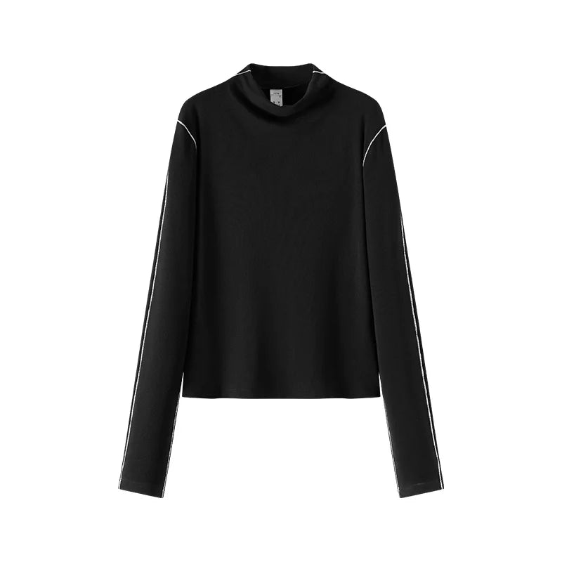 Semir Women Knit Tshirt Thermal Warmth Mock Neck Regular Shoulder Slim Fit Versatile 2026 New Winter Daily Wear