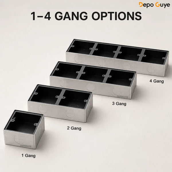86 Type Stainless Steel Surface Mount Box Metal Wall Switch Socket Junction Back Box Universal Electrical Wiring Box20/25mm Hole