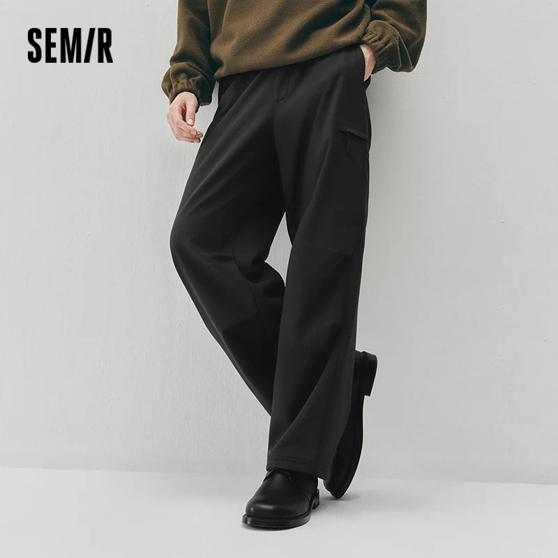 Semir Men Pants Water Repellent Fleece Lined Straight Leg Urban Workwear Style 2026 Winter Full Length Comfort Fit