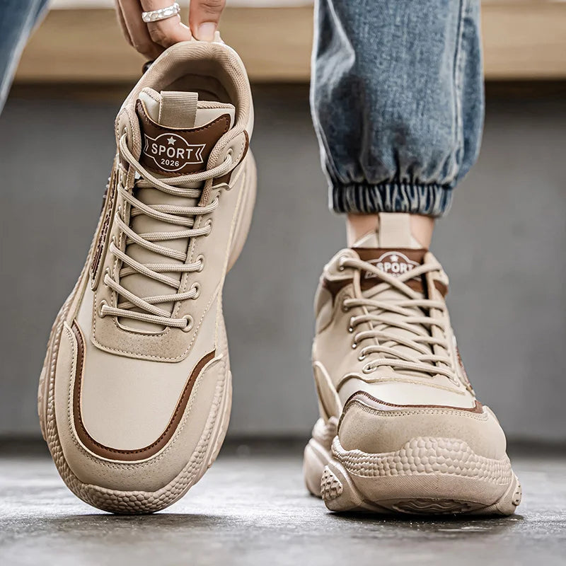 Men's high-top casual sports shoes four seasons new soft-sole non-slip outdoor running shoes fashion students versatile sneakers