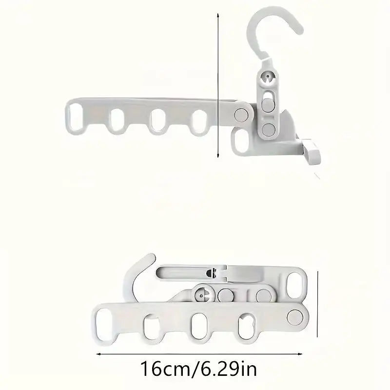 2pcs Foldable 5-Hook Clothes Hanger, Ergonomic & Space-Saving for Travel, Hotel, Dorm, Home Use