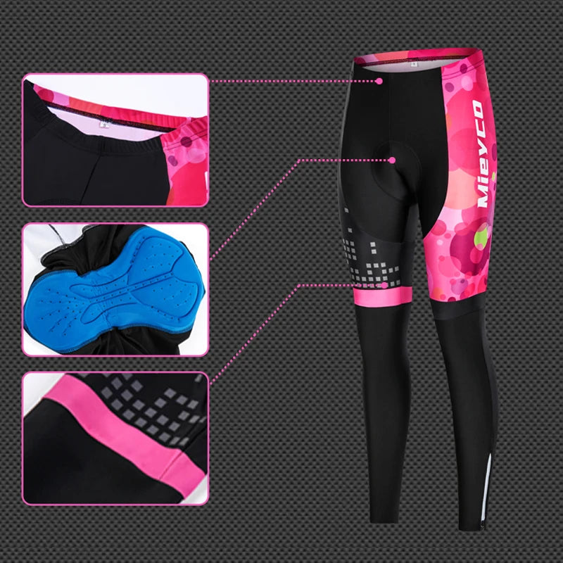 Women's Cycling Pants 3D Gel Padded Quick Dry Breathable Long Trousers for Spring Autumn MTB Road Bike Riding Sportswear