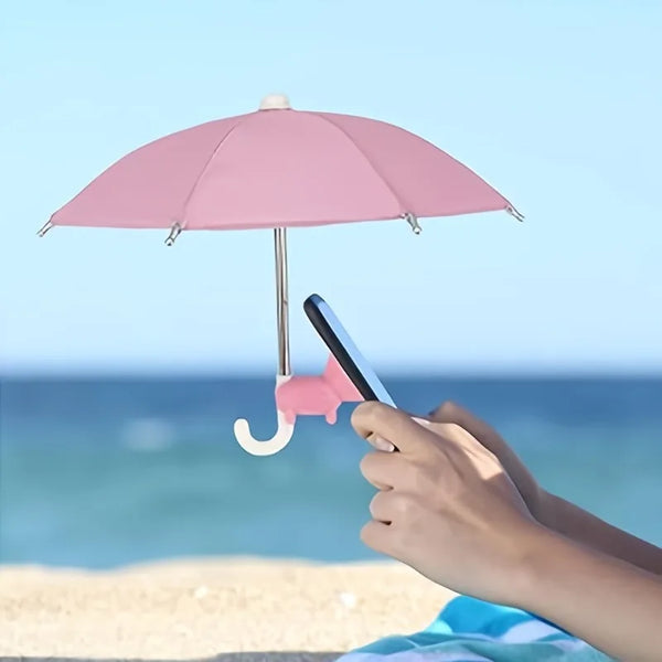 1Pack Mini Phone Umbrella with pig Suction Cup Stand  Anti Glare Sun Protection,Rain Shield for Smartphones.Durable Construction