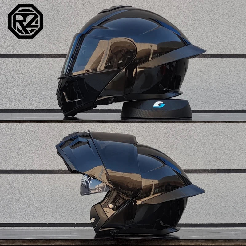 ORZ Motorcycle Helmet Dual Visor Modular Flip up Full Face Helmet for Adult Men and Women DOT Approved