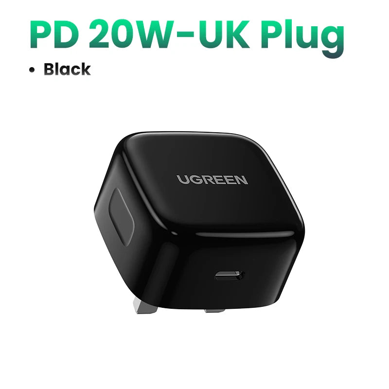 【UK Plug】UGREEN Quick Charge 4.0 3.0 QC PD Charger 20W USB Type C Fast Charger for iPhone 15 14 13 Pro Xiaomi Phone PD Charger
