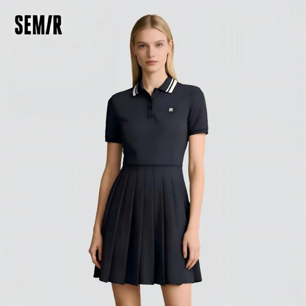 រ៉ូបស្ត្រី Semir ពណ៌ 2026 អាវប៉ូឡូបែបប្លុក បោះពុម្ពអក្សរ រចនាបថទីក្រុង សាមញ្ញ ទន់ មានផាសុកភាព ពាក់ប្រចាំថ្ងៃ ទាន់សម័យ
