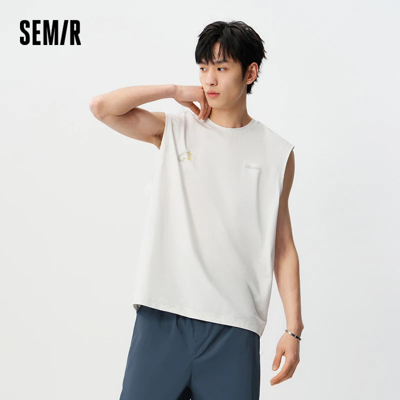 Semir Men Tank Top Quick Dry UV Protection Color Block Print Crew Neck Knit Tank 2026