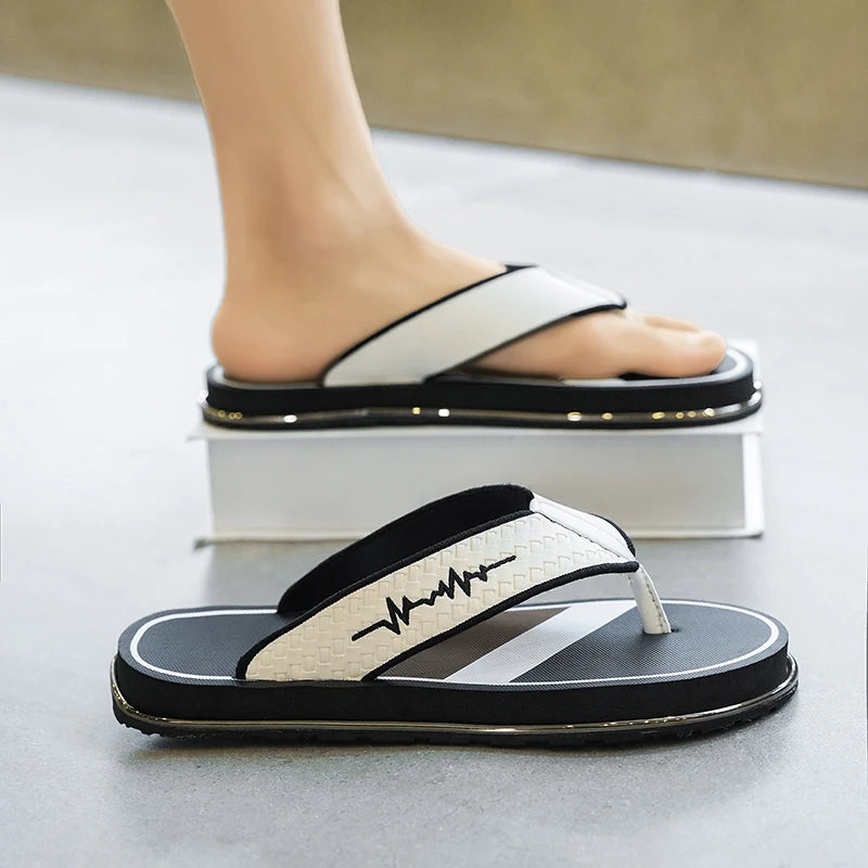 Flip-flops summer soft-sole non-slip comfort outdoor men's casual beach slippers quick-dry Pool breathable light flat slippers