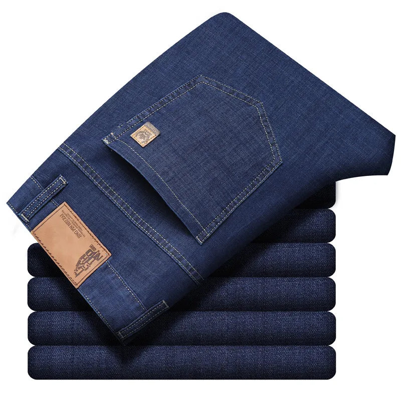 New Fall Collection of Men's Blue Jeans, Asian Sizes, Stretch Denim Pants, Business-casual Trousers. 2026-2027