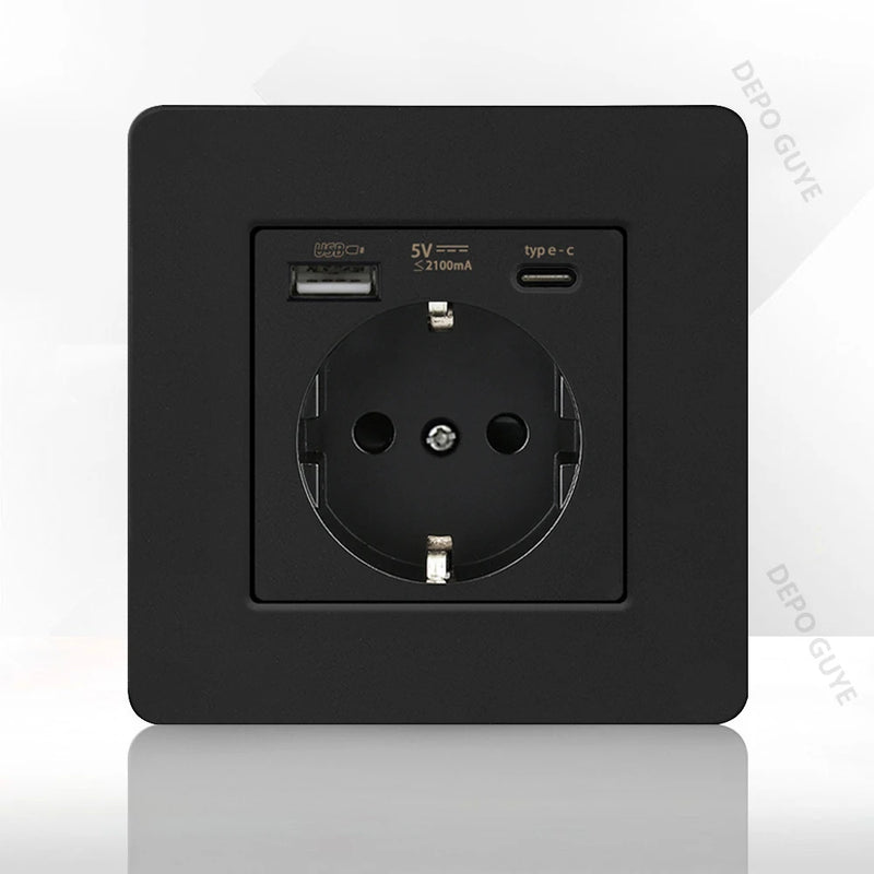 86 Type Retro Switch 1-4 Gang 2 Way Wall Light Brass Lever Toggle Switch Black Matte Stainless Steel Panel EU FR Power Outlet