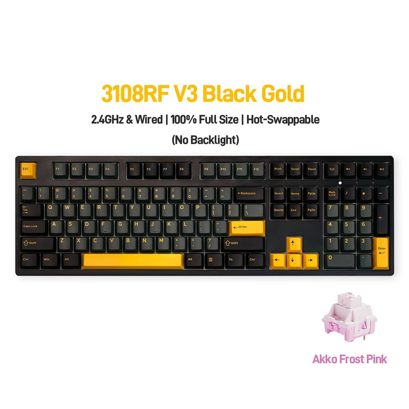 Akko 3108RF Mechanical Keyboard 100% Full Size RGB Cherry/MOA Profile Keycaps 2.4GHz & Wired Dual-mode Keyboard for Office Game