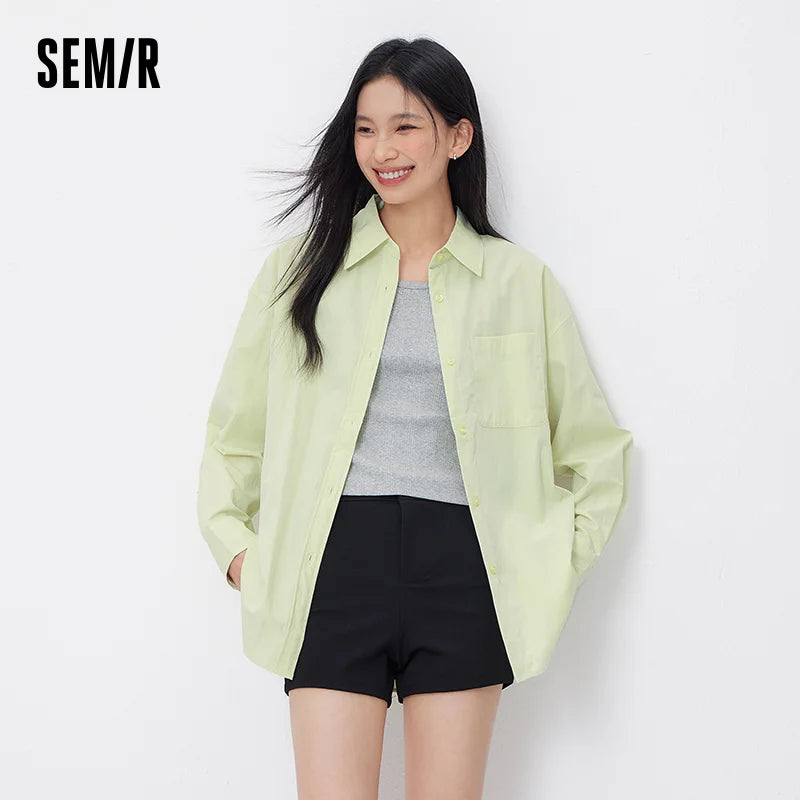 Semir Elegant Shirt Women Long Sleeve Solid Color Blouse Short Vest Two Piece Set 2026 Spring New Fashion Casual Wear