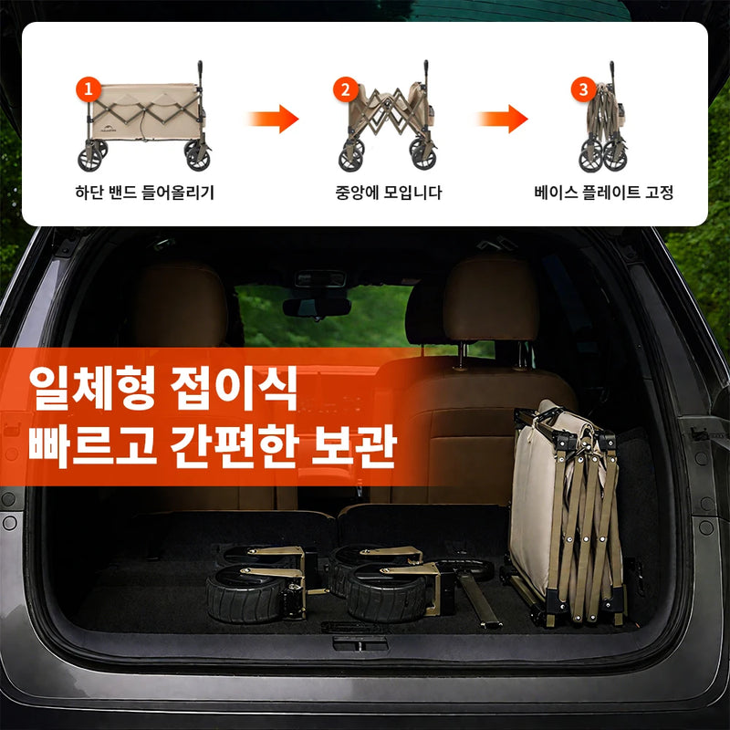 Naturehike 2026 Camping Wagon Folding Cart Trolley Large Capacity Outdoor Picnic Wheelbarrow Extendable Handcart Travel Supplies