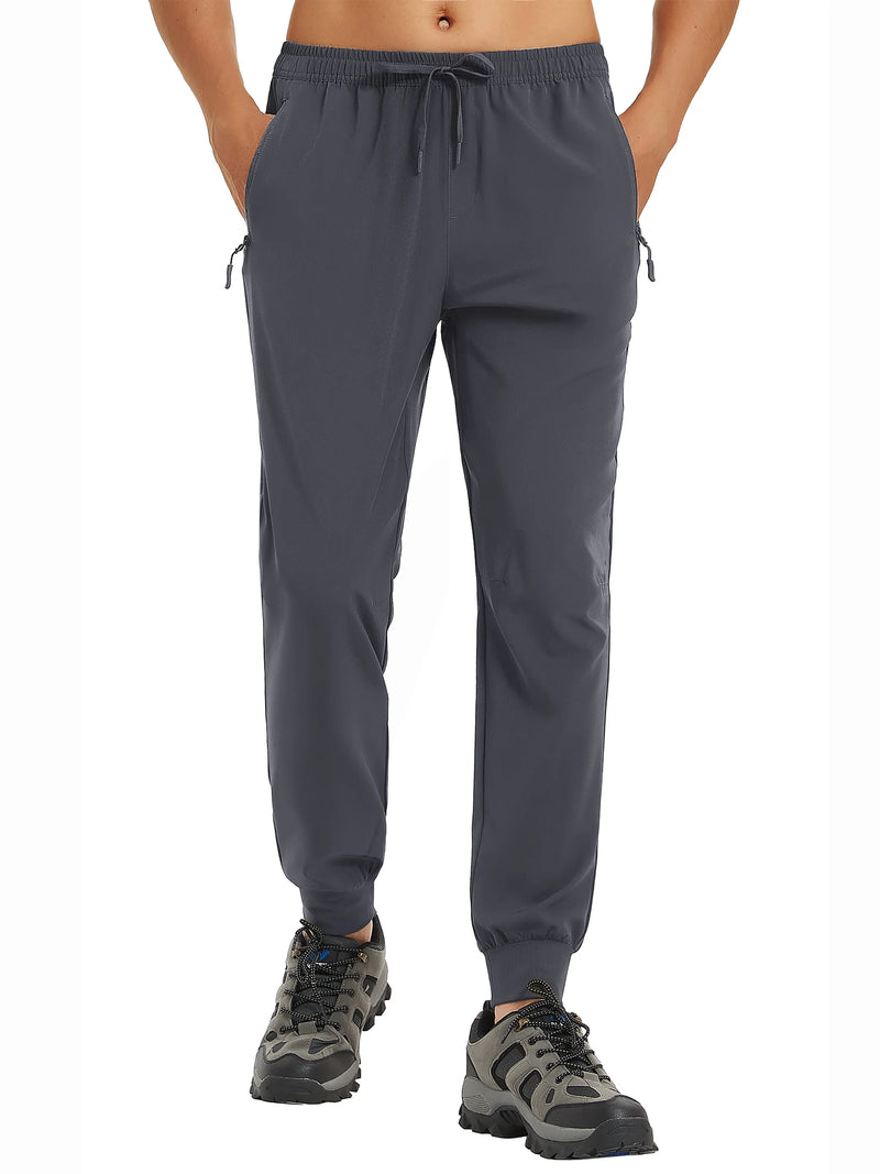 TACVASEN Men's Lightweight Waterproof Athletic Joggers Zipper Pockets Quick Dry Track Running Pants Gym Sweatpants Workout Golf