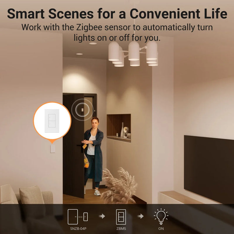 SONOFF ZBM5-120 Zigbee Smart Wall Switch Voice Control via eWeLink App Alexa Google No Neutral Wire Relay Detach Smart Scene