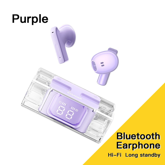 Essager E90 TWS Wireless Headphones Gaming Earphone Bluetooth 5.3 Sport Earbuds Music Headsets With Charging Case Power Display Purple Earphone CN