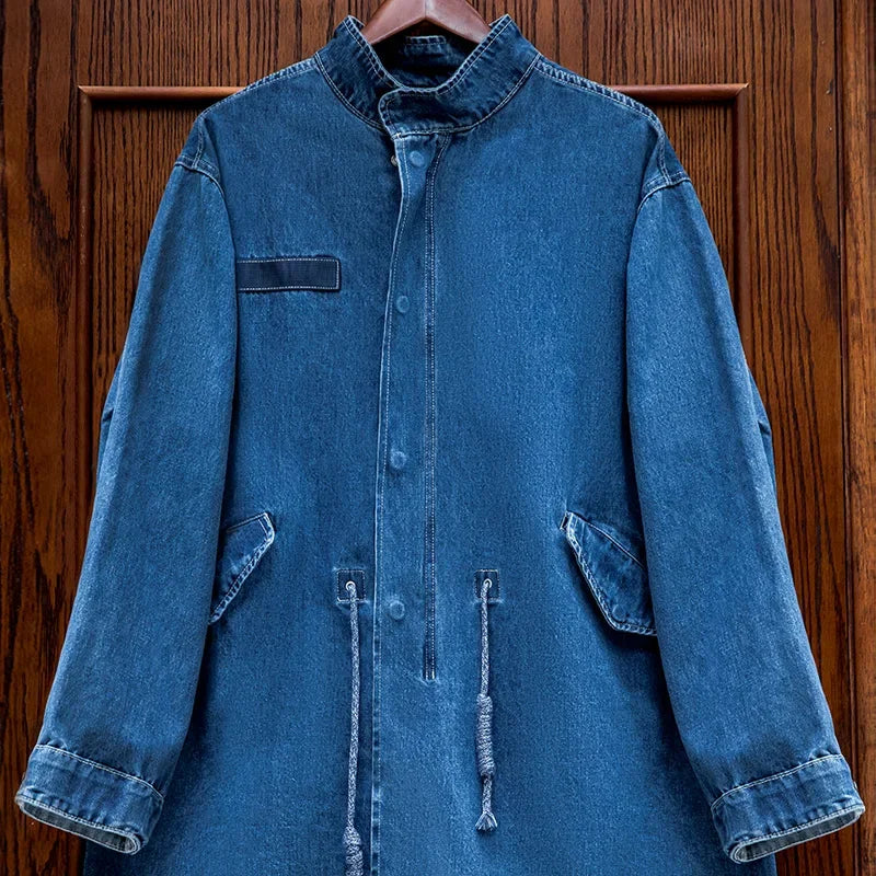 អាវធំ Maden Vintage M65 Denim Tail សម្រាប់បុរស អាវធំវែង Denim Fishtail Parka ក្រាស់ រដូវស្លឹកឈើជ្រុះ រដូវរងា ឆ្នាំ២០២២ ស្លៀក Denim បែប Retro ថ្មី