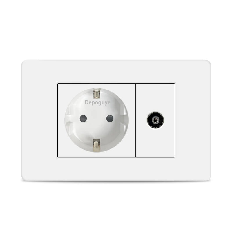 EU Korea Power Plug with 16A Usb Wall Socket,Electric 2Way Light Switch Panel,Universal USB Type-C 20W Fast Charging Outlet 220V