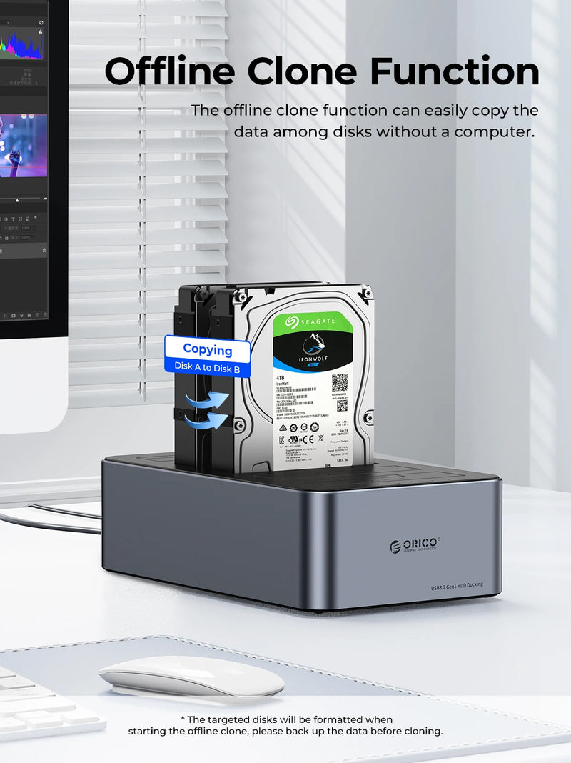 ORICO Type-C 5Gbps 4/5 Bay HDD Case Hard Drive Station Aluminum with Offline Clone 2.5/3.5" HDD Case Heat Dissipation Stronger