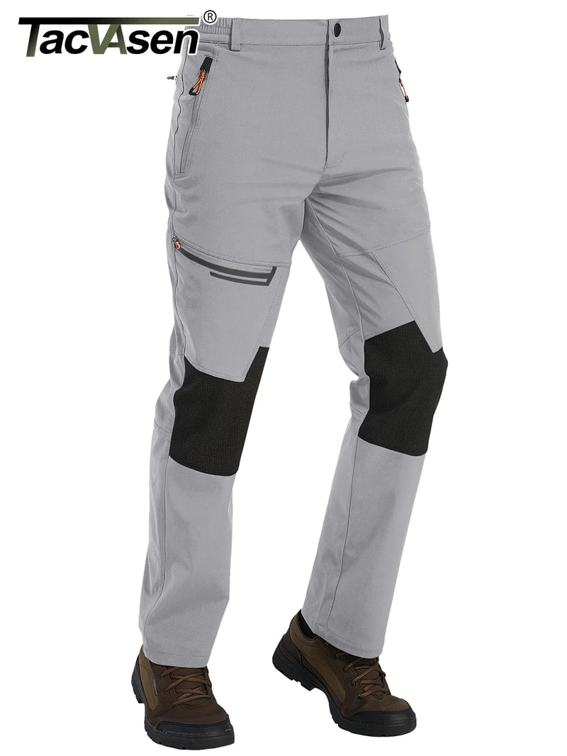 TACVASEN Winter Thicken Fleece Hiking Pants Men Warm Thermal Pants Windproof Outdoor Fishing Camping Mountain Ski Pants Trousers