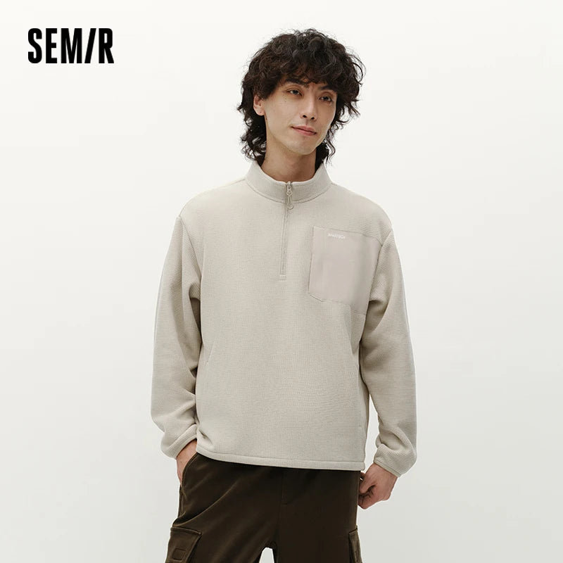 អាវយឺតបុរស Semir លំនាំ Plaid ក្តៅអ៊ីសូឡង់រោមចៀម 2026 រដូវរងា ទន់ ផាសុកភាព រចនាប័ទ្មធម្មតា ស្លៀកពាក់ជារៀងរាល់ថ្ងៃ