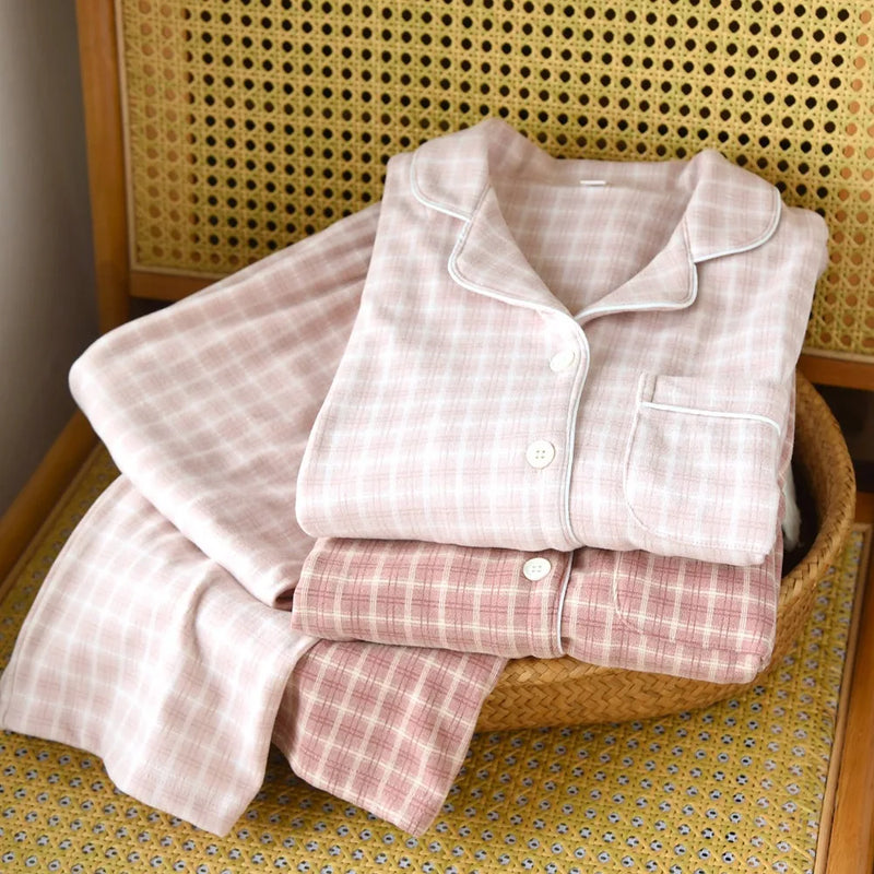 Plaid Pajamas Set Sleepwear Women Home Wear Autumn Winter New Couple Set Long Sleeves Pyjamas Suit Pijama Women Men Loungewear