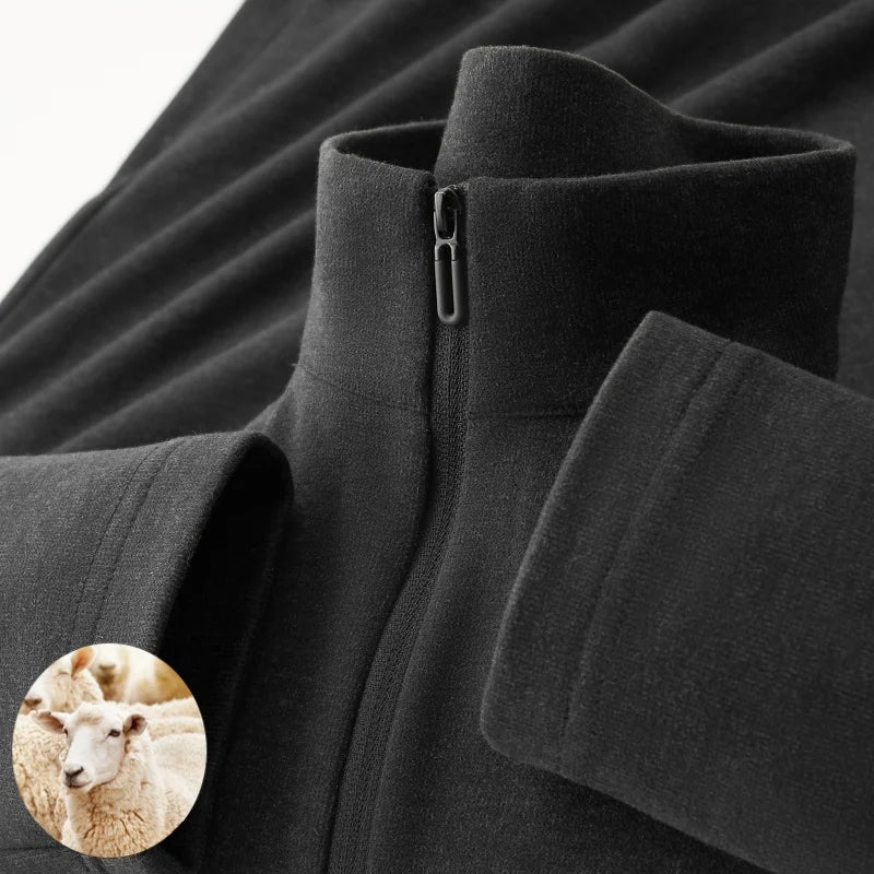 Men's Long-sleeve T-shirt, 2.5% Wool Blend Fabric, Soft and Warm, Ideal for Jogging, Running, and Smart Casual Wear