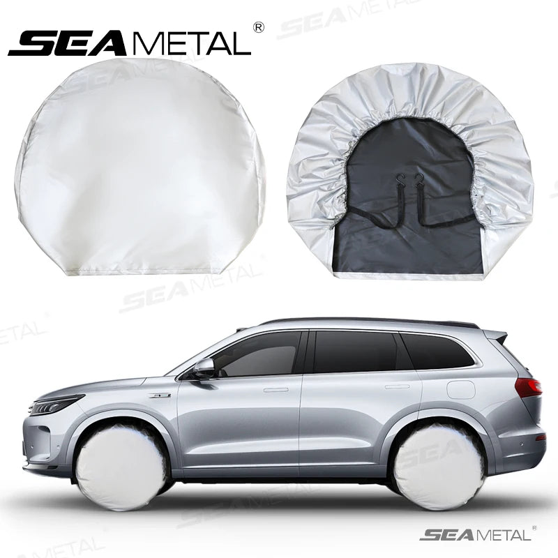 SEAMETAL 1/4pcs Universal Wheel Tire Covers Oxford Waterproof UV Sun Protectors Wheel Tire Covers for Camper Car Truck 29-32inch