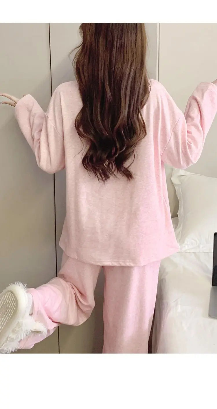 Pyjama Femme Lounge Korean Ladies Sleepwear Pajamas Set Comfort Spring Autumn Women's Home Clothes Modal Nightwear Pijama Suit