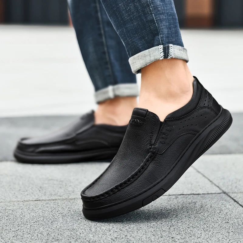 Men's casual leather shoes spring and summer fashion outdoor soft soles comfort shoes business dress leather shoes Driving shoes