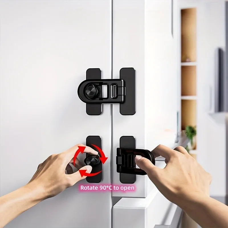 1pc Multi functional safety refrigerator cabinet door oven lock,Protective Fridge Lock, No Tools, No Drilling,Black,White