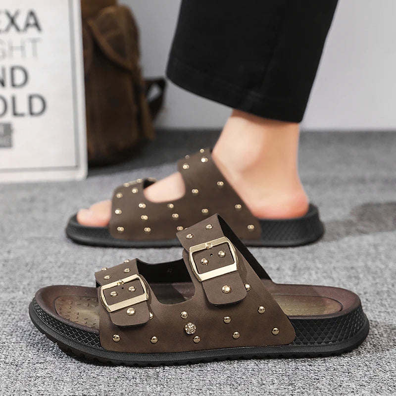 Men's fashion slippers summer Quick dry pool soft-sole anti-slip breathable light outdoor walking casual slippers beach sandals