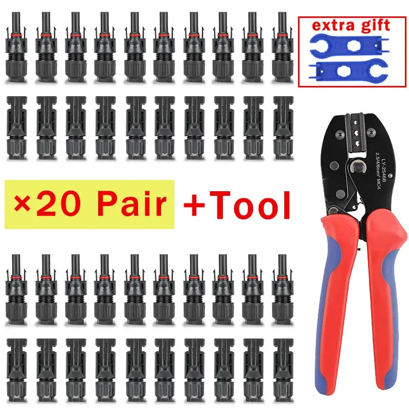 400/200/100/40/20/10 Pcs Photovoltaic Solar Connector 1000V30A Wholesale Panel Connectors Kit for PV/MC Cable 2.5/4/6mm²