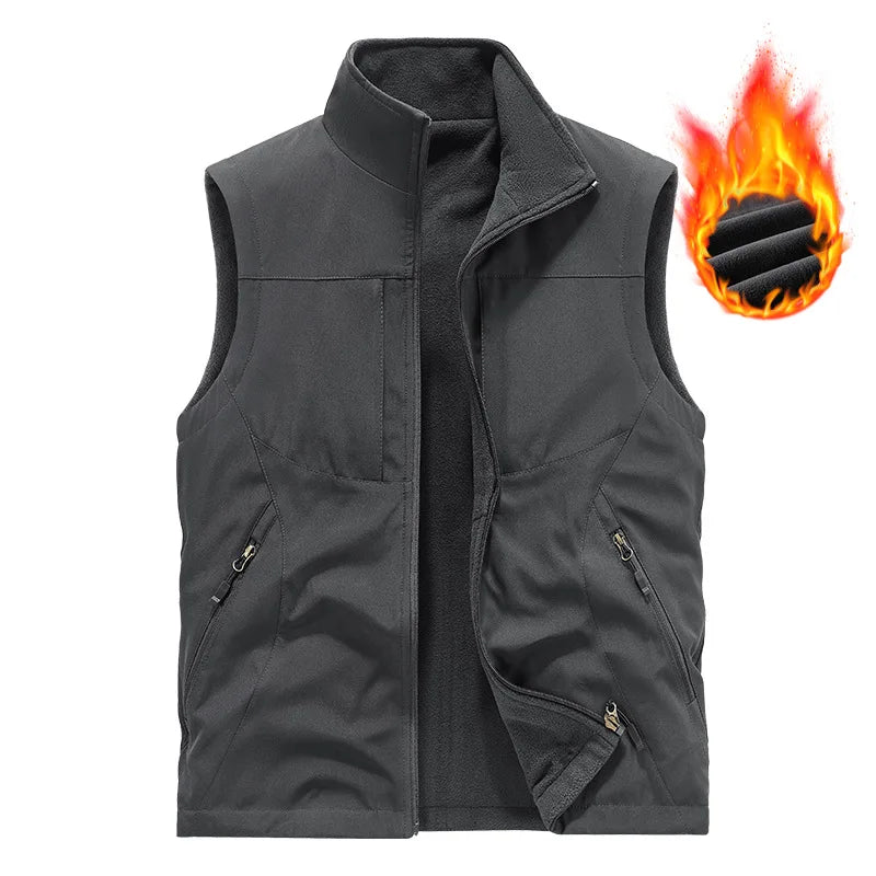 2025 Double-Sided Wear Polar Fleece Vest Outdoor Casual Style Large-Sized Loose Sleeveless Warm Men's Vest Autumn Winter