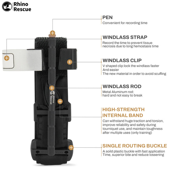 Ce Approved Rhino Rescue Tactical Tourniquet With Metal Rod Combat Medical First Aid Emergency Tourniquet