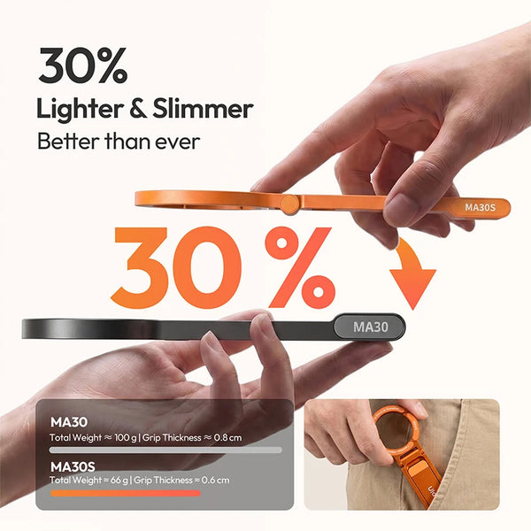 ជើងទម្រទូរស័ព្ទ Ulanzi MA30S Carabiner ជើងទម្រទូរស័ព្ទម៉ាញេទិកពីរ សម្រាប់ iPhone 17 16 15 Pro Max Android Vlog Live-Stream