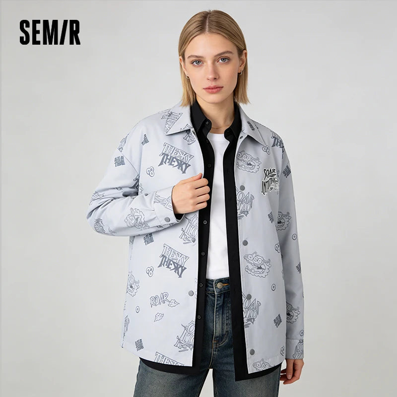 Semir Practical Jacket Fashion Printed Loose Waterproof Stain-Resistant Men Stylish Outerwear 2026 Spring
