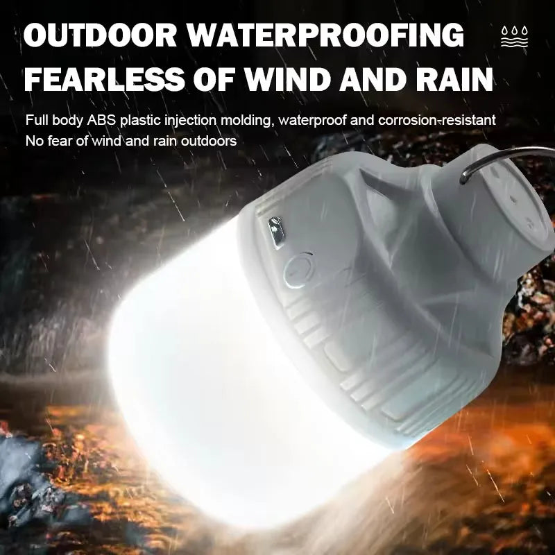 អំពូល LED ក្រៅផ្ទះដែលអាចសាកបានដោយ USB ពន្លឺខ្ពស់សម្រាប់ភ្ជាប់ជាមួយភ្លើងសង្គ្រោះបន្ទាន់សម្រាប់បោះតង់នេសាទ ចង្កៀងចល័តសម្រាប់ពេលយប់