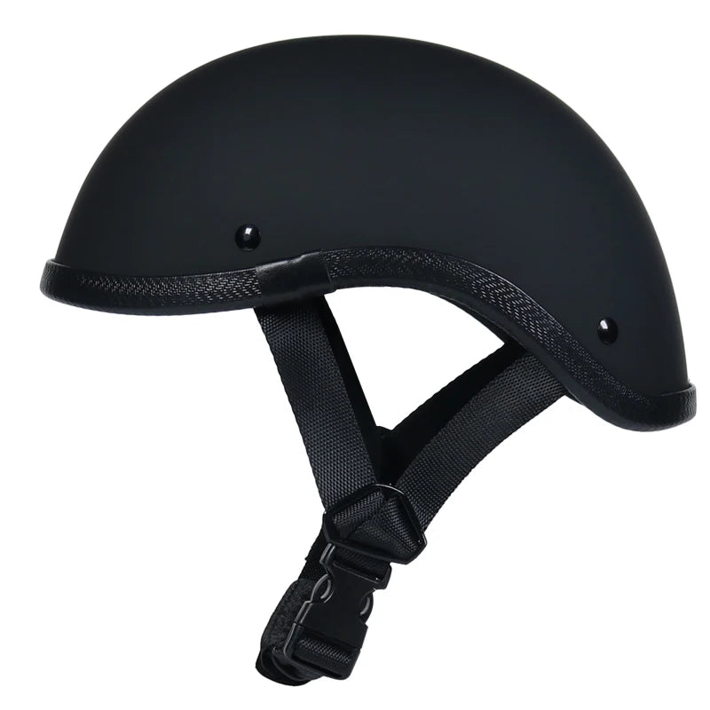 Vintage Motorcycle Cruiser Helmet Half Face German Helmet Motorcycle Helmet Bright Black Car-styling Safety Equipment