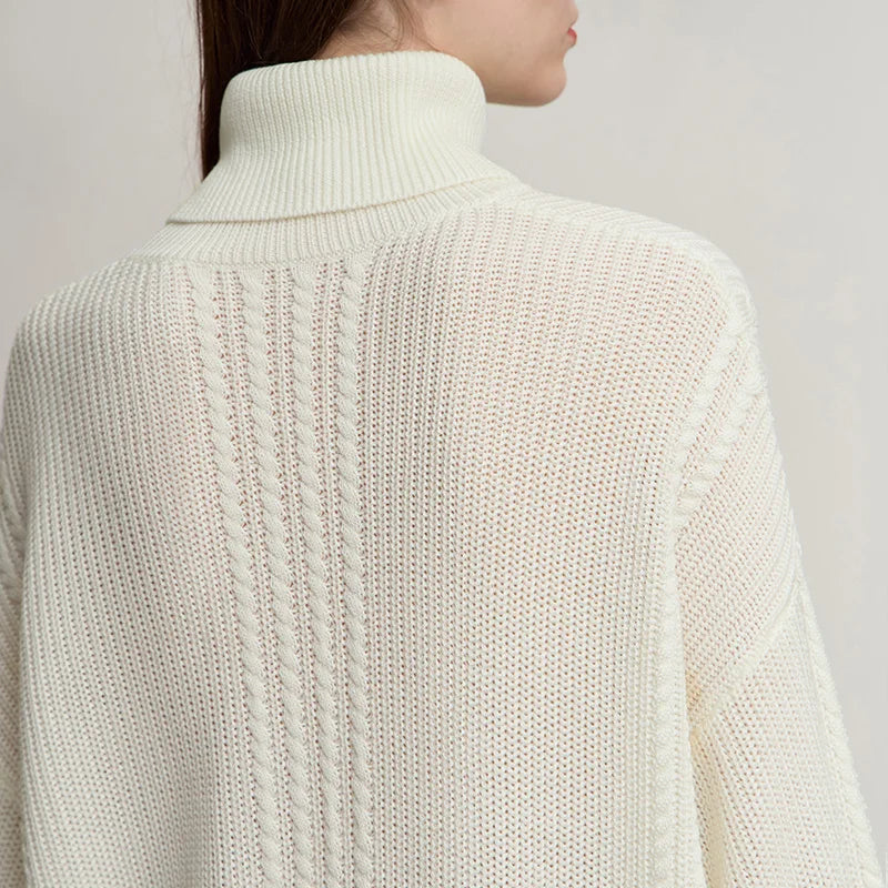 AMII Women's Sweater 2026 Winter New Warm Commuter Versatile Turtleneck Sweaters For Women Retro Long Sleeve Knitwear 12544112