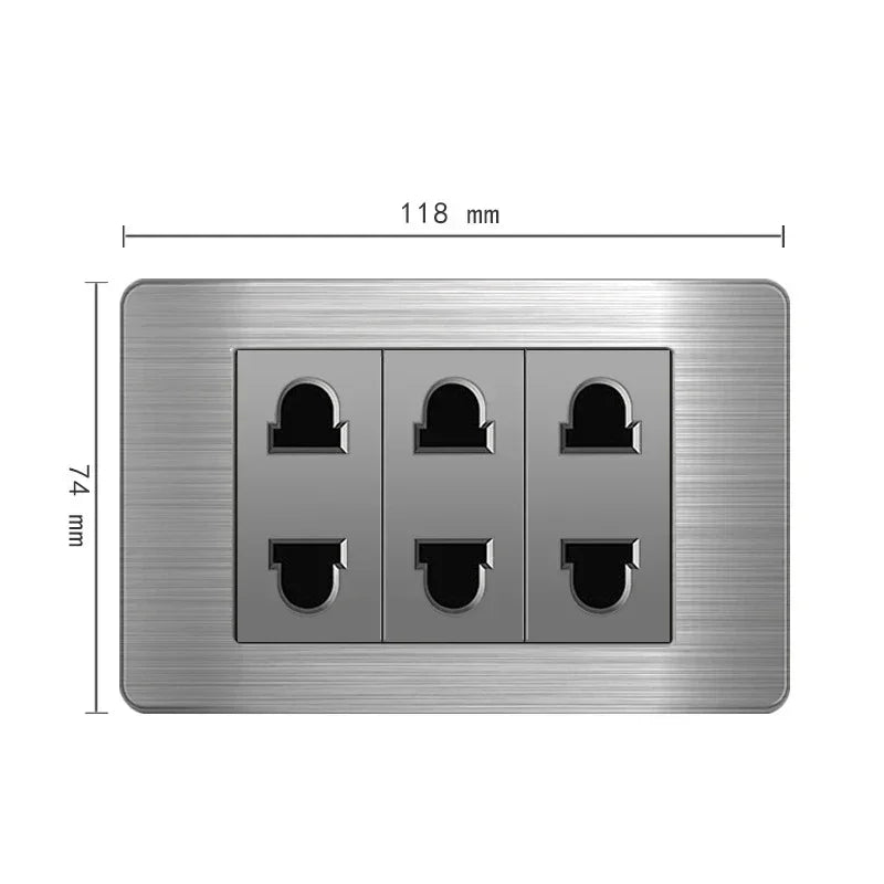 American Standard Wall Light Switch Power Socket Universal Plug with usb US Stainless Steel 2way Socket Panel 118*74m Computer