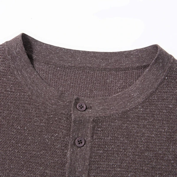 Breathable Men's Linen Blend Short Sleeve Henley - Tencel Ribbed Knit | Summer Casual Solid Color Tee