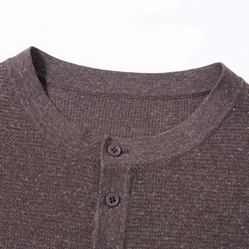 Breathable Men's Linen Blend Short Sleeve Henley - Tencel Ribbed Knit | Summer Casual Solid Color Tee
