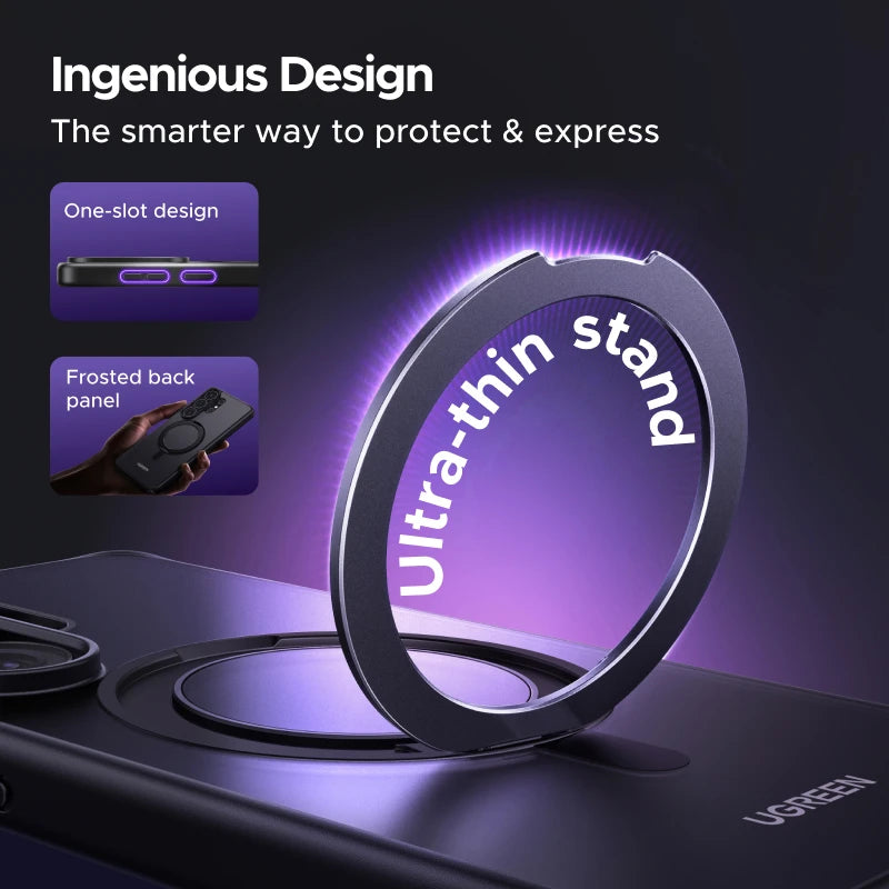 UGREEN For Samsung Galaxy S26 Ultra 360° Magnetic Ring Stand Case Black S26Ultra Macsafe Rotatable Kickstand Cover 2026