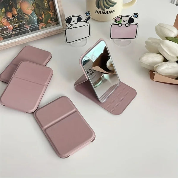 1pc Foldable Mini Makeup Mirror, Portable, Student Dormitory Desktop Standing Cosmetic Mirror For Daily Use.makeup mirror.