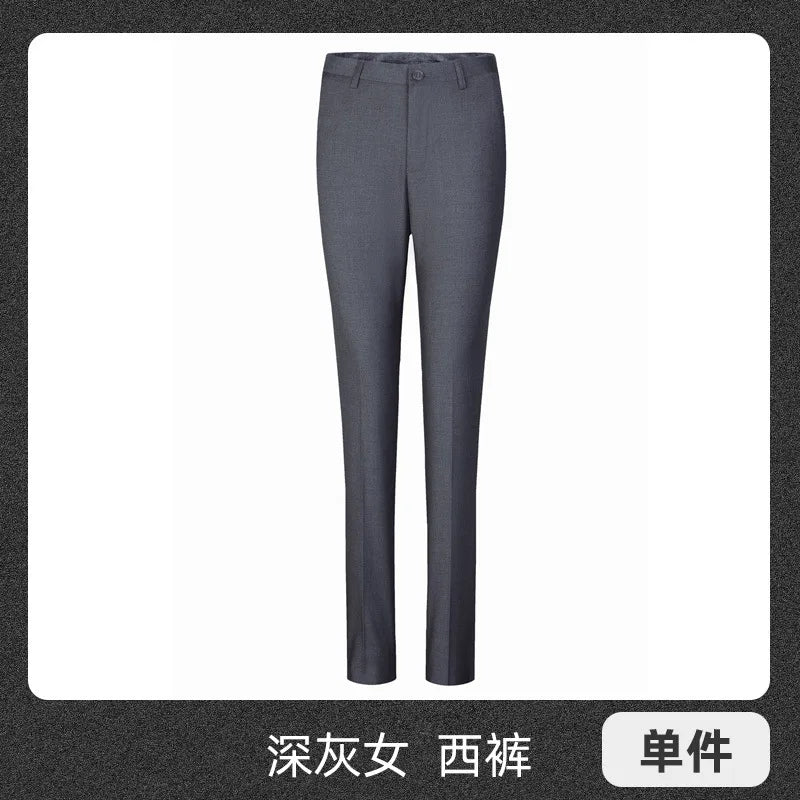 2026 New Women's Blue Plain-colored Slacks, Non-iron Men's Business/office Formal Trousers, Available in Black, Gray.