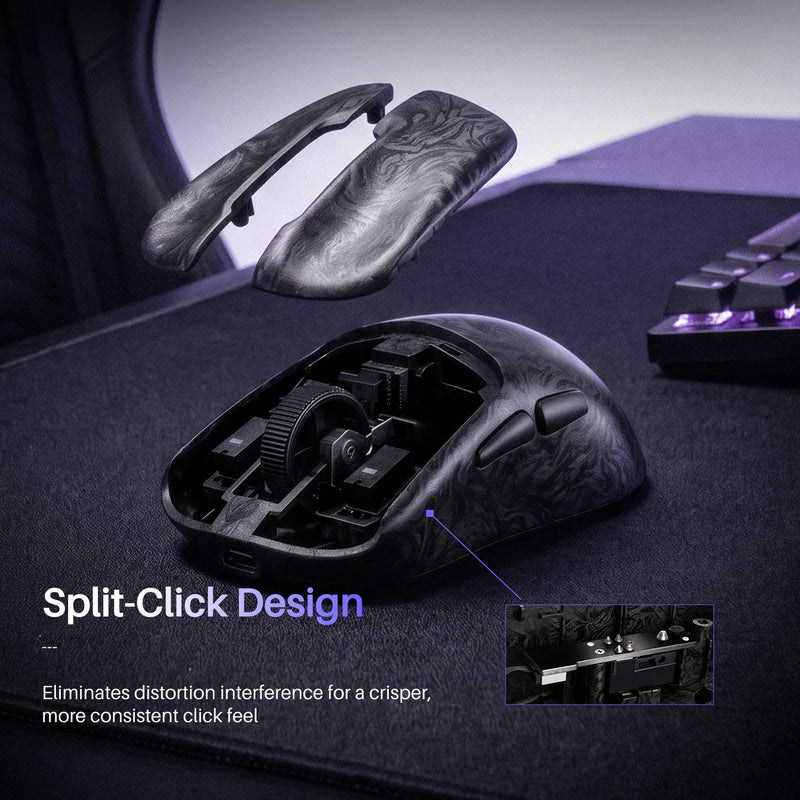 Akko GO Wireless Gaming Mouse Carbon Fiber PAW3955/3950/3315 Sensor 55g Lightweight Dual 8K Polling Rate 65000DPI Esports Mice