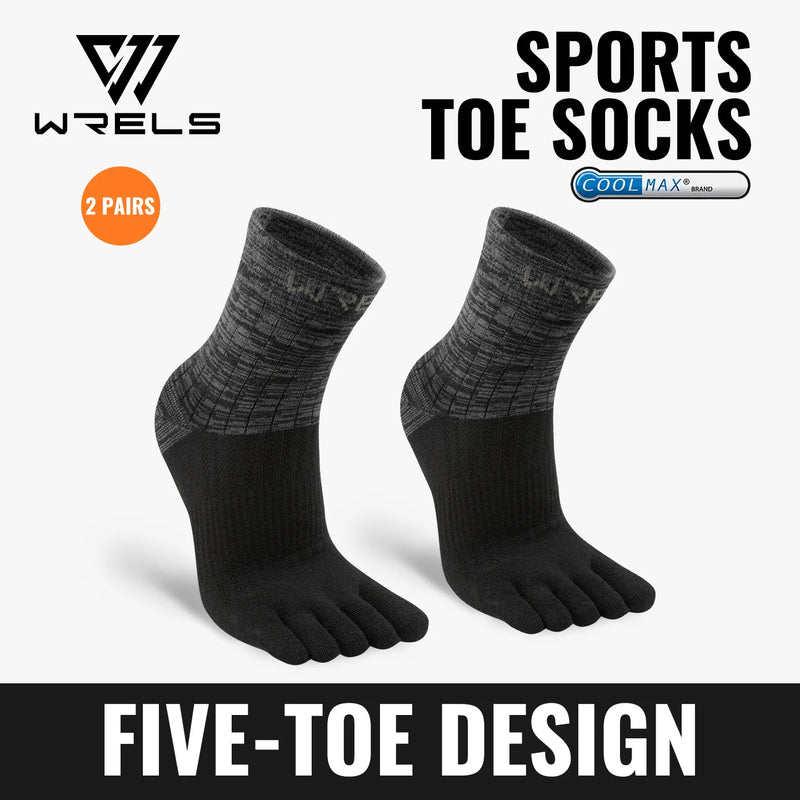WRELS 1/2/3pairs COOLMAX Five Finger Socks for Men Women Running Athletic Breathable Quick Dry Soft Compression Toe Sports Socks